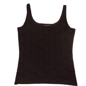 White House Black Market All Over Lace Lined Black Tank Top Scoop Neck Size M